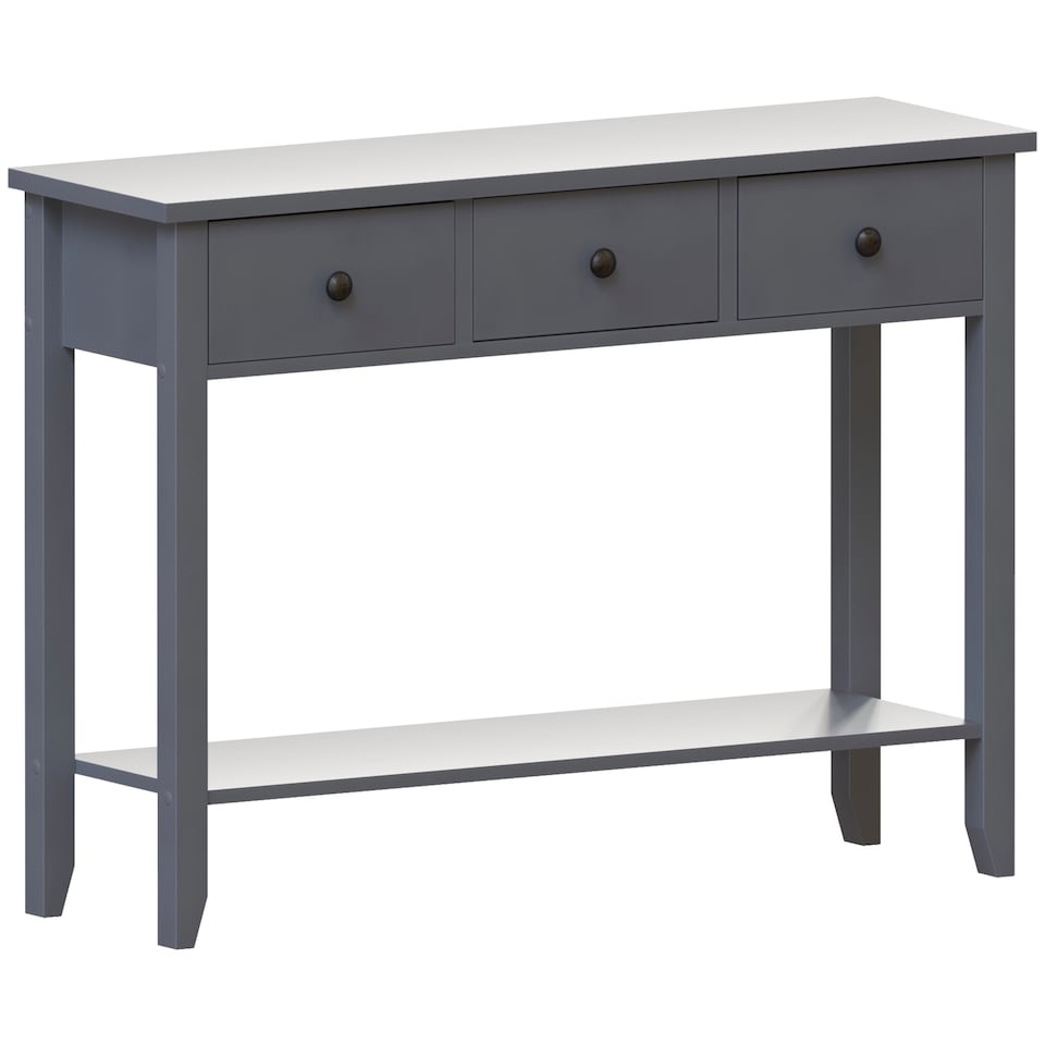 image 1 of Vida Designs Windsor 3 Drawer Console Table With Shelf, Grey
