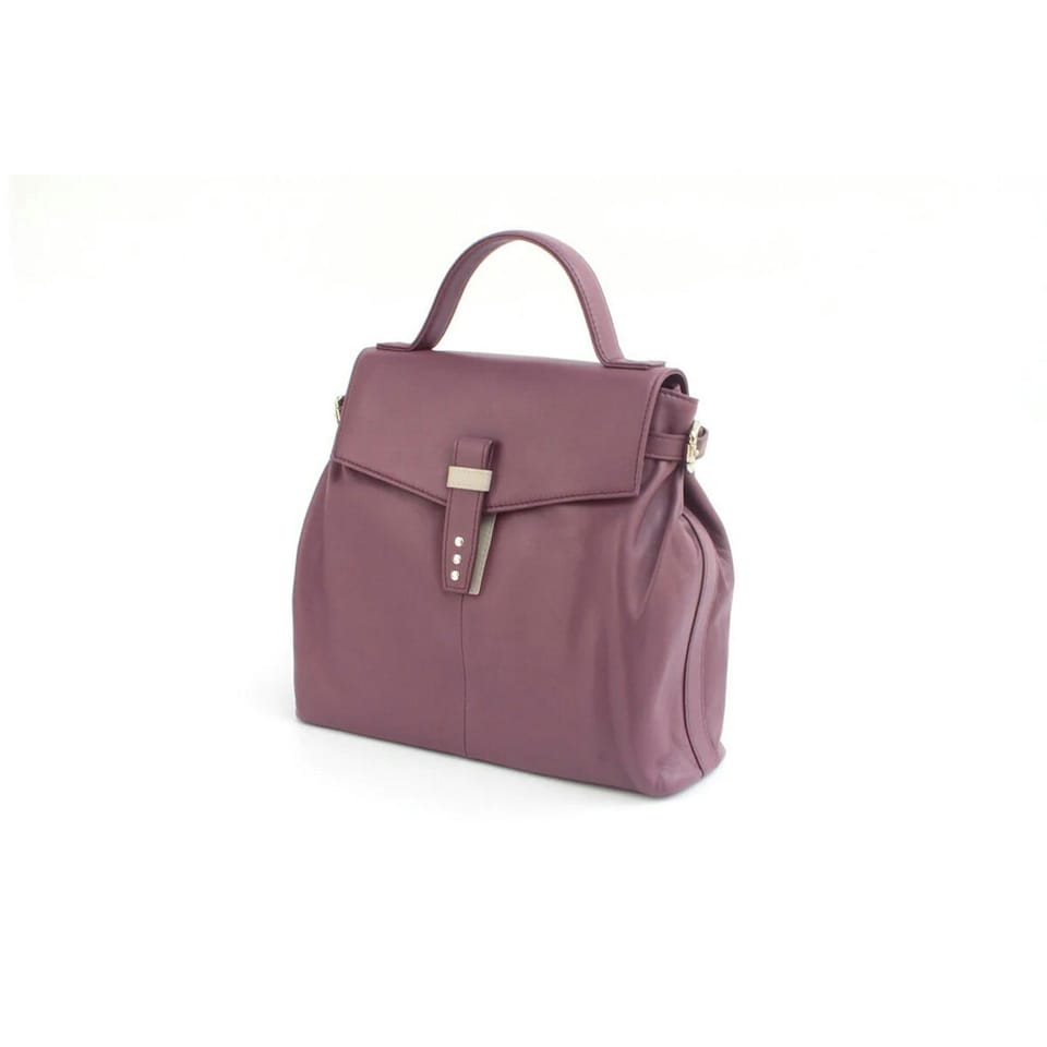 image 1 of Eastern Counties Leather Katrina Leather Buckle Detail Handbag - Grape/Ivory - One Size | Green