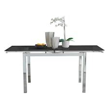 Furniturebox Enna Black Glass Extending Dining Table