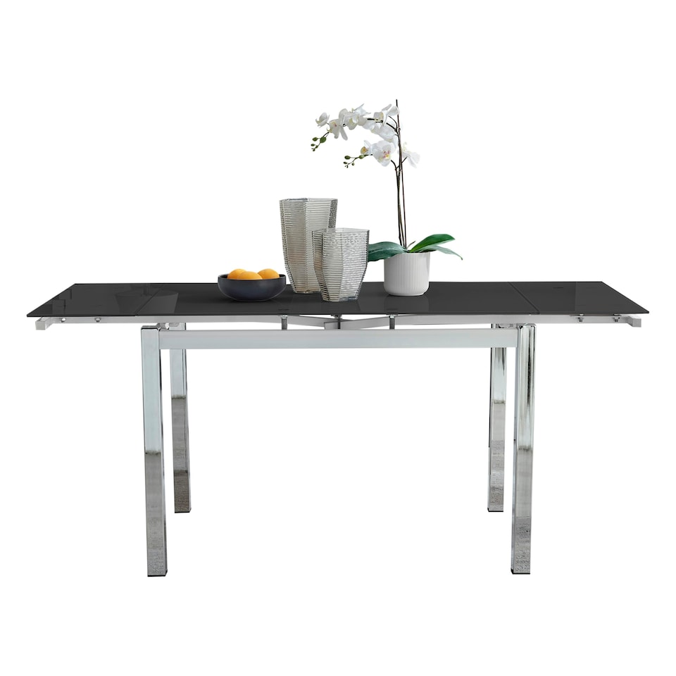 image 1 of Furniturebox Enna Black Glass Extending Dining Table