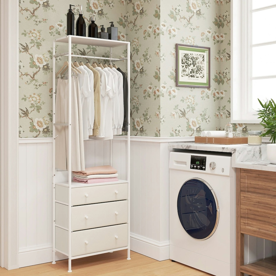 image 1 of COSTWAY Clothes Rack Freestanding Closet Organizer White | White | One Size