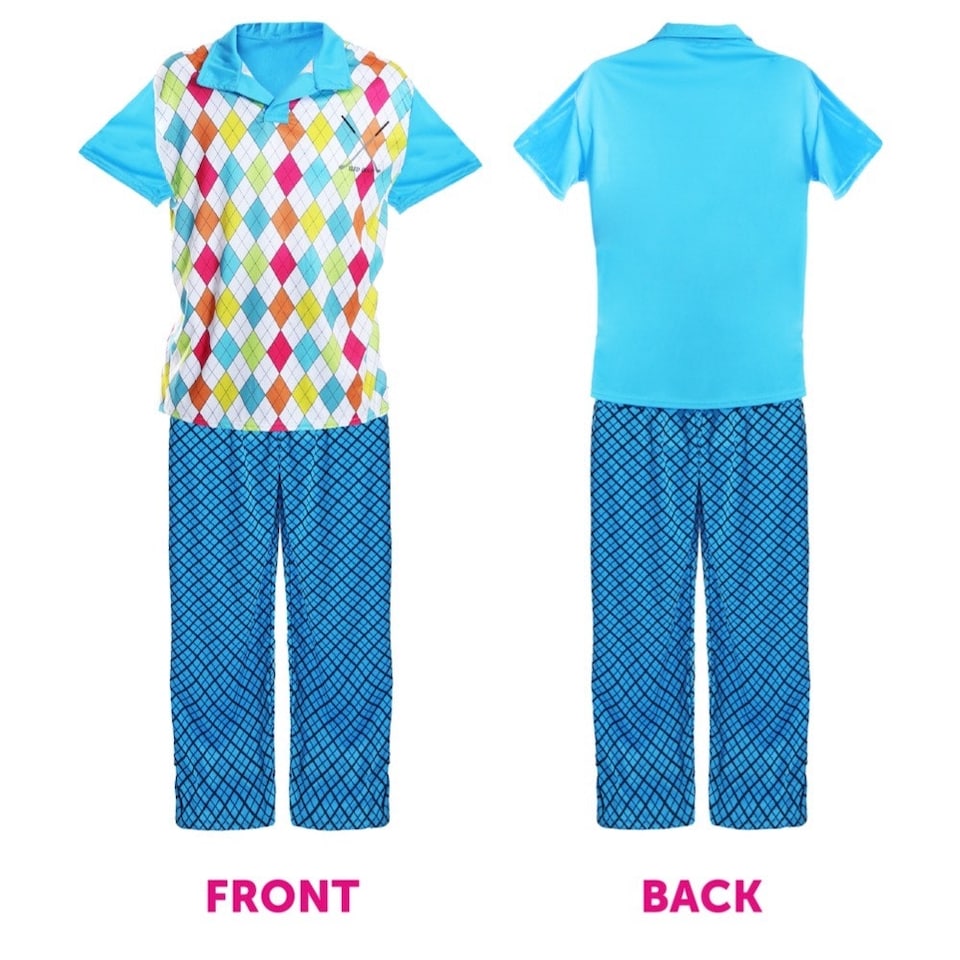 image 1 of Golf 'Hole In One' Top, Trousers and Visor Set Blue | XL