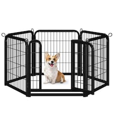 Yaheetech 6-Panel Metal Dog Playpen, 60 × 60 cm Black