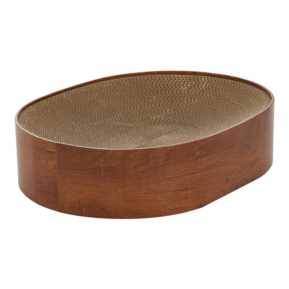 image 1 of Living and Home Oval Cat Scratcher Bed Cardboard Claw Scratching Board for Cats | Brown
