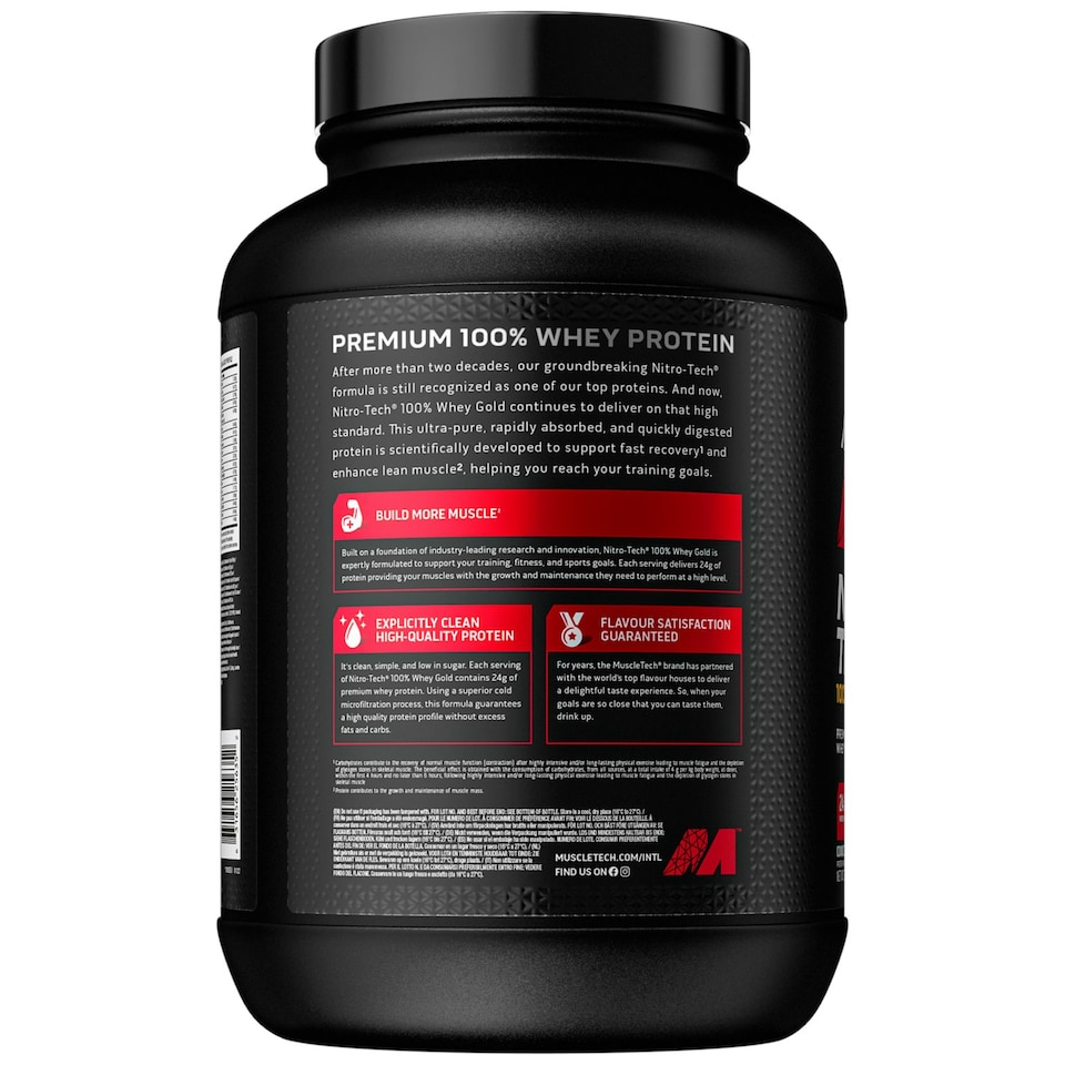 image 1 of MuscleTech NitroTech 2.2kg 100% Whey Gold Protein Powder French Vanilla Cream Vanilla