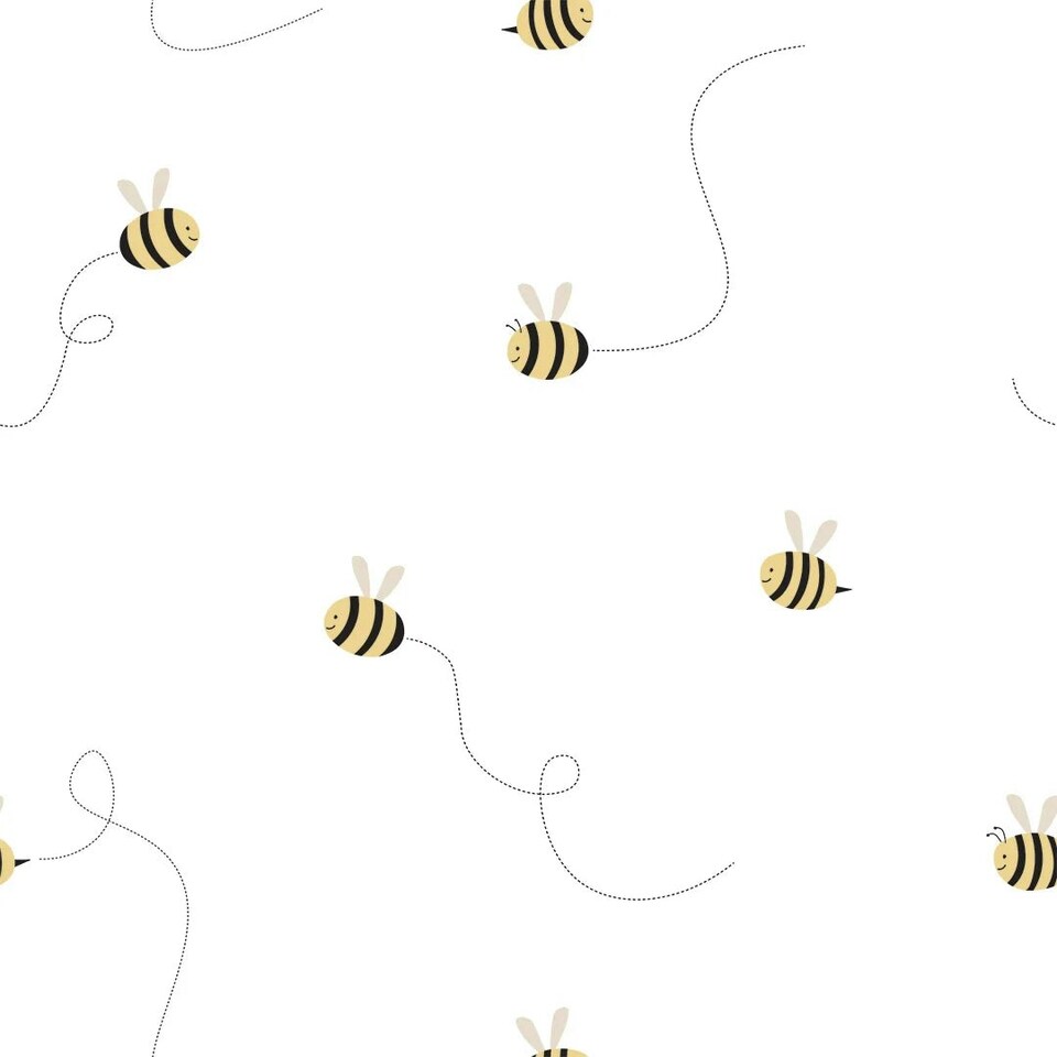 Sample of Buzzy Bees Wallpaper White Multi