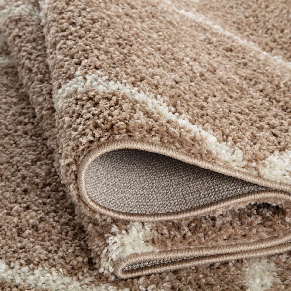 image 1 of The Rugs Moroccan Collection Soft High Pile Shaggy Diamond Floor Rugs and Runners Living Room
