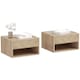 image 1 of HOMCOM Floating Nightstands Set of 2, Bedside Table w/ Drawer and Open Shelf | Brown | Natural wood finish | 37W x 32D x 21H cm