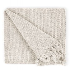 Waffle Collection Recycled Cotton Throw in Ivory (50" x 60") Cream | Beige