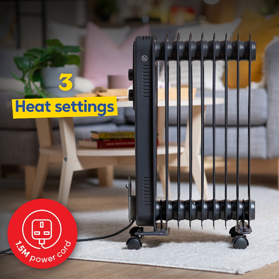 image 1 of Russell Hobbs RHOFR9004A 2kW 9-fin Oil Filled Radiator in Matt Anthracite