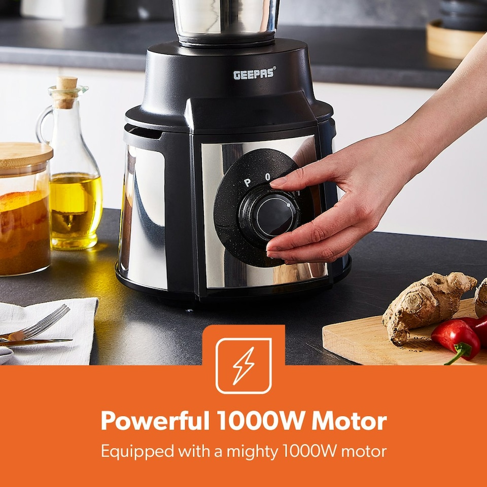 image 1 of GEEPAS 5-in-1 Mixer Grinder, 1000W | Black
