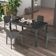image 9 of Outsunny Outdoor Dining Table for 6 People, 150 x 88 cm Rectangular Garden Table with Aluminium Frame, Tempered Glass Top and Height Adjustable Feet for Balcony, Porch, Terrace, Grey