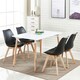 image 2 of 5PCs Dining Set - a White Halo Dining Table & Set of 4 Lorenzo Tulip Chairs with Padded Seat | Black