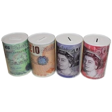KAV Sterling Money Tin - Piggy Bank, Coin, Cash Money Box- Cylindrical Shape, Multicolour(15 cm x 10 cm)(1 RANDOM Tin)