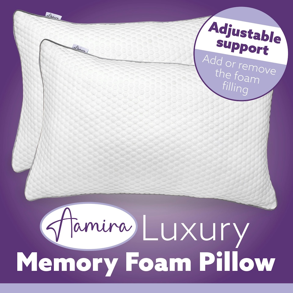 image 1 of Aamira Premium Orthopaedic Shredded Memory Foam Bed Pillow 70x45cm 2 Pack, Neck Support | White | White | 70x45 cm | 1