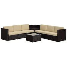 Outsunny 8Pcs Patio Rattan Sofa Set Garden Furniture Side Table w/ Cushion