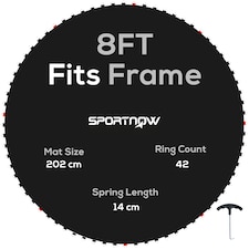 SPORTNOW Trampoline Mat with 42 V-Hooks, for 8ft Trampoline, Black