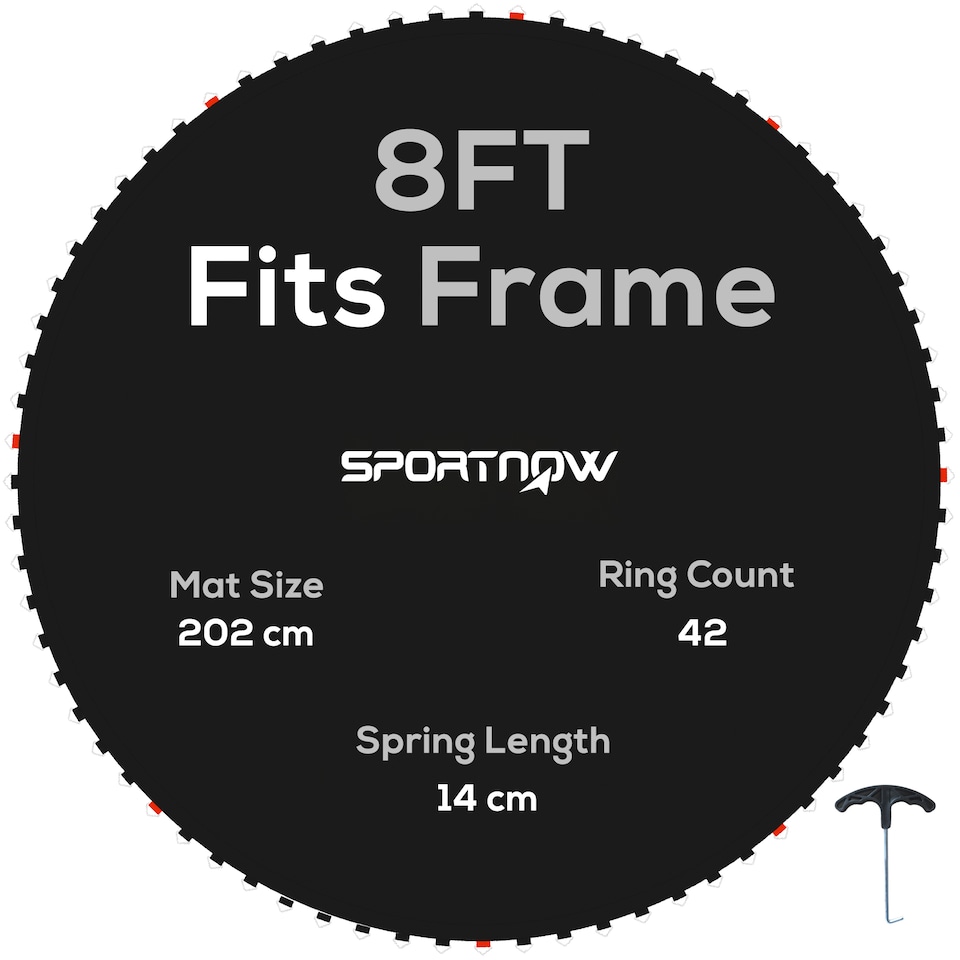 image 1 of SPORTNOW Trampoline Mat with 42 V-Hooks, for 8ft Trampoline, Black