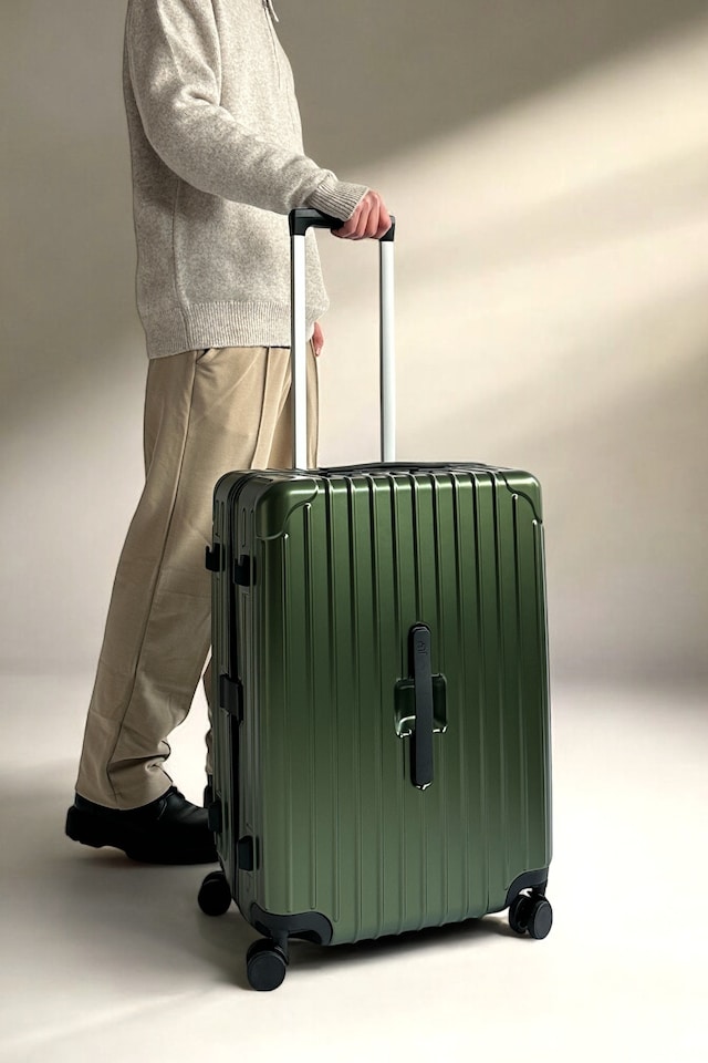 image 1 of Lightweight Hard Shell Check-In Suitcase with Cupholder | Medium Size Luggage