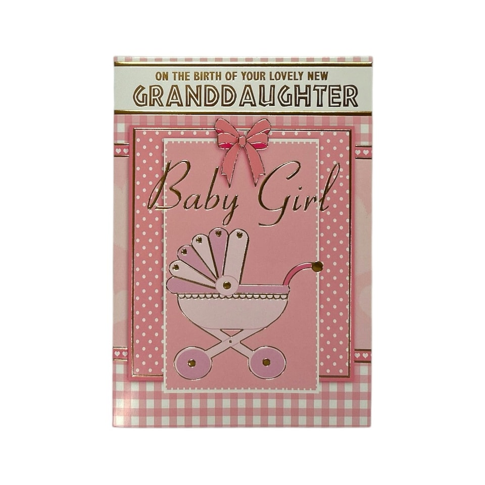 image 1 of On Birth Of Granddaughter Pink Pram Design Congratulations Card