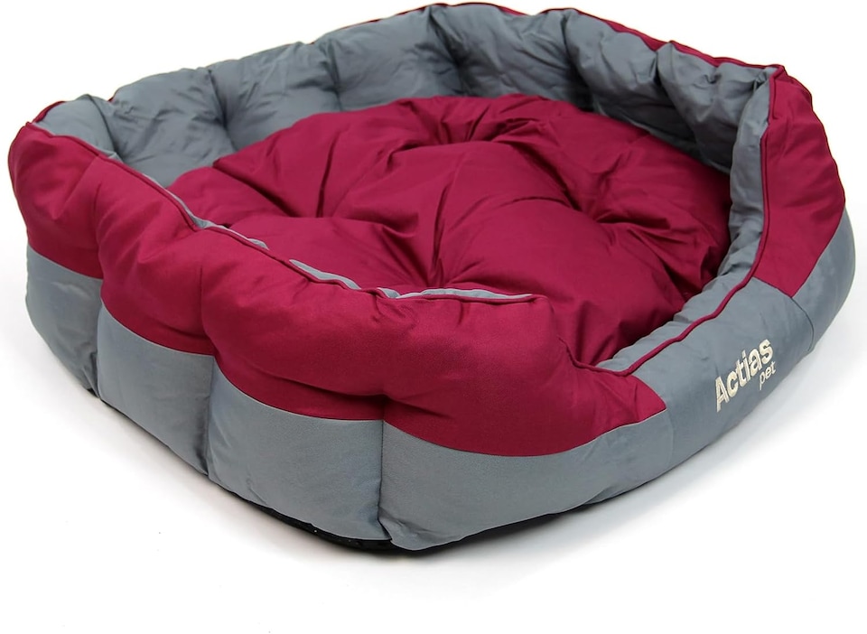 image 1 of Actiaspet Waterproof Pet Bed Reversible Cushion Multiple Sizes (Grey/Burgundy, Extra Large)