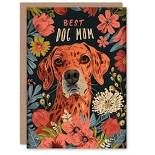 Mothers Day Card Floral Brown Lurcher Pointer Mum Card