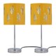 image 1 of Set of 2 Chrome Touch Table Lamps with Ochre Mustard Fern Shades | Chrome | Polished chrome plate and ochre cotton with silver inner detail | 2
