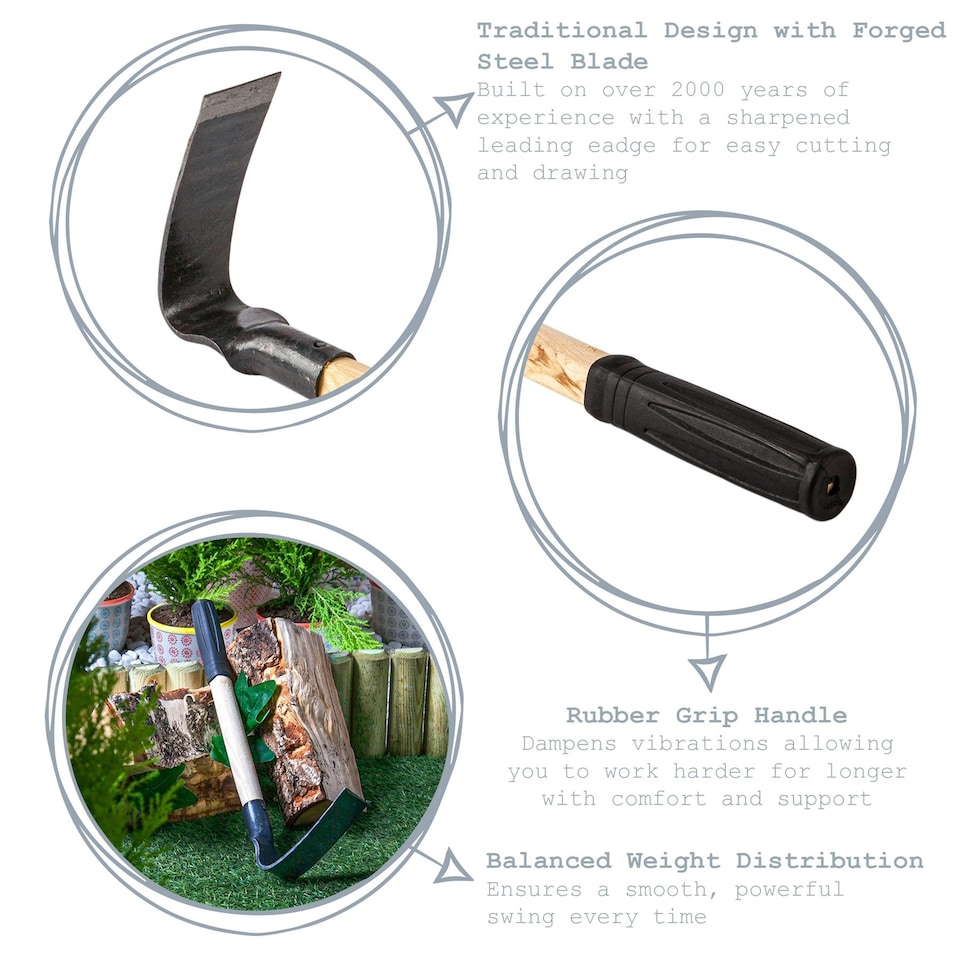 image 1 of Harbour Housewares Steel Garden Hand Hoe - 43cm - Natural