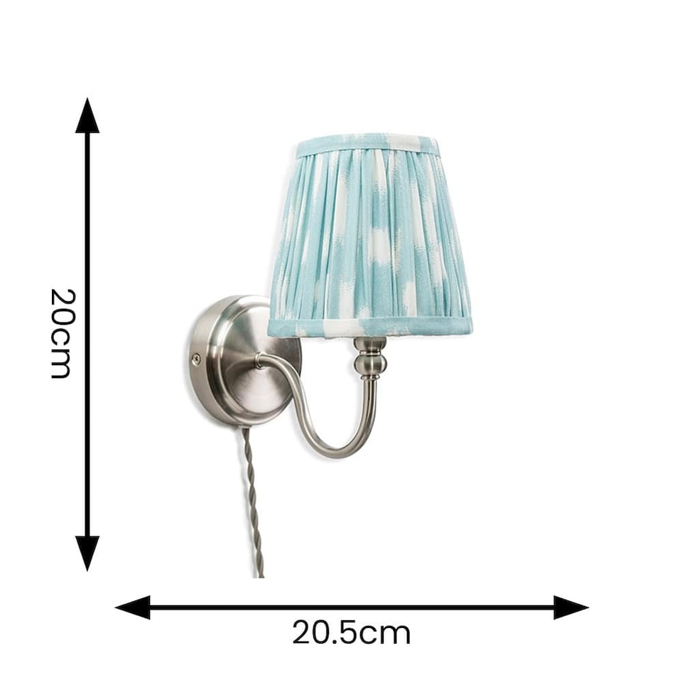 image 1 of ValueLights Neely Plug Chrome Wall Light Blue Pleat Shade | Blue