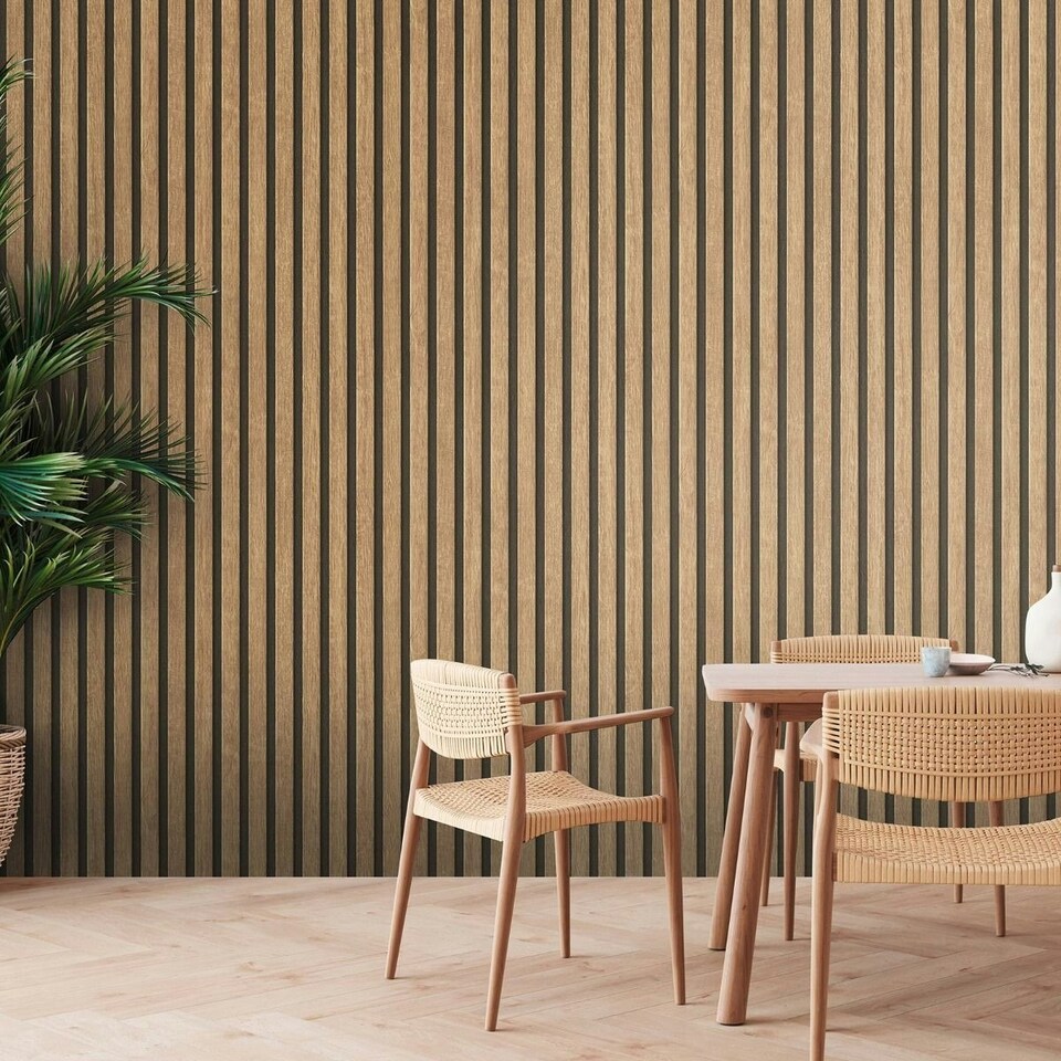 image 1 of AS Creation Wood Slats Wallpaper - Natural - 10m x 53cm Cream