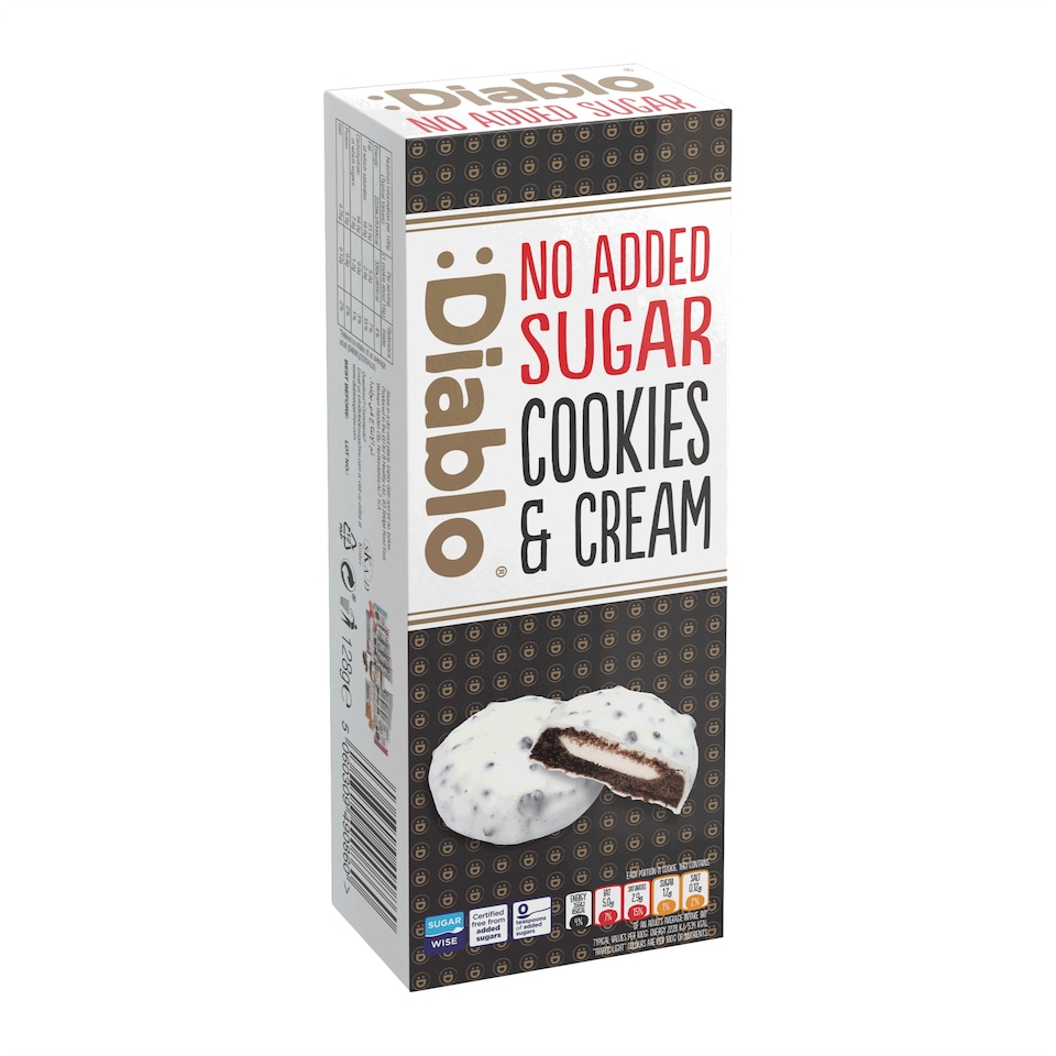 image 1 of Diablo No Added Sugar Cookies and Cream White Chocolate 128g