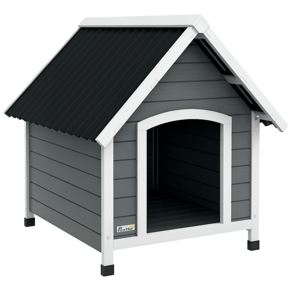 image 1 of PawHut Dog Kennel Outdoor Dog House w/ Removable Floor, for Medium Dogs