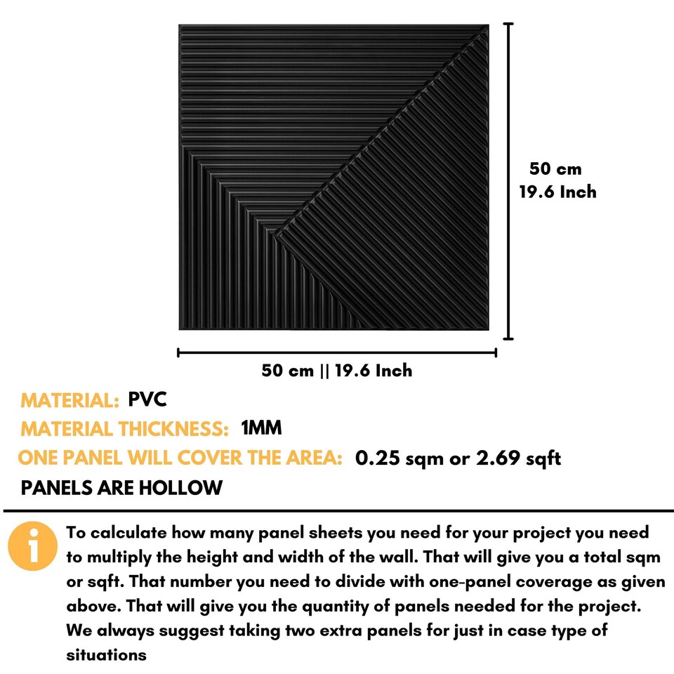 image 1 of NOVECRAFTO Decorative 3D Wall Panels (50cm x 50cm) Chevron Line Design PVC Cladding Panel