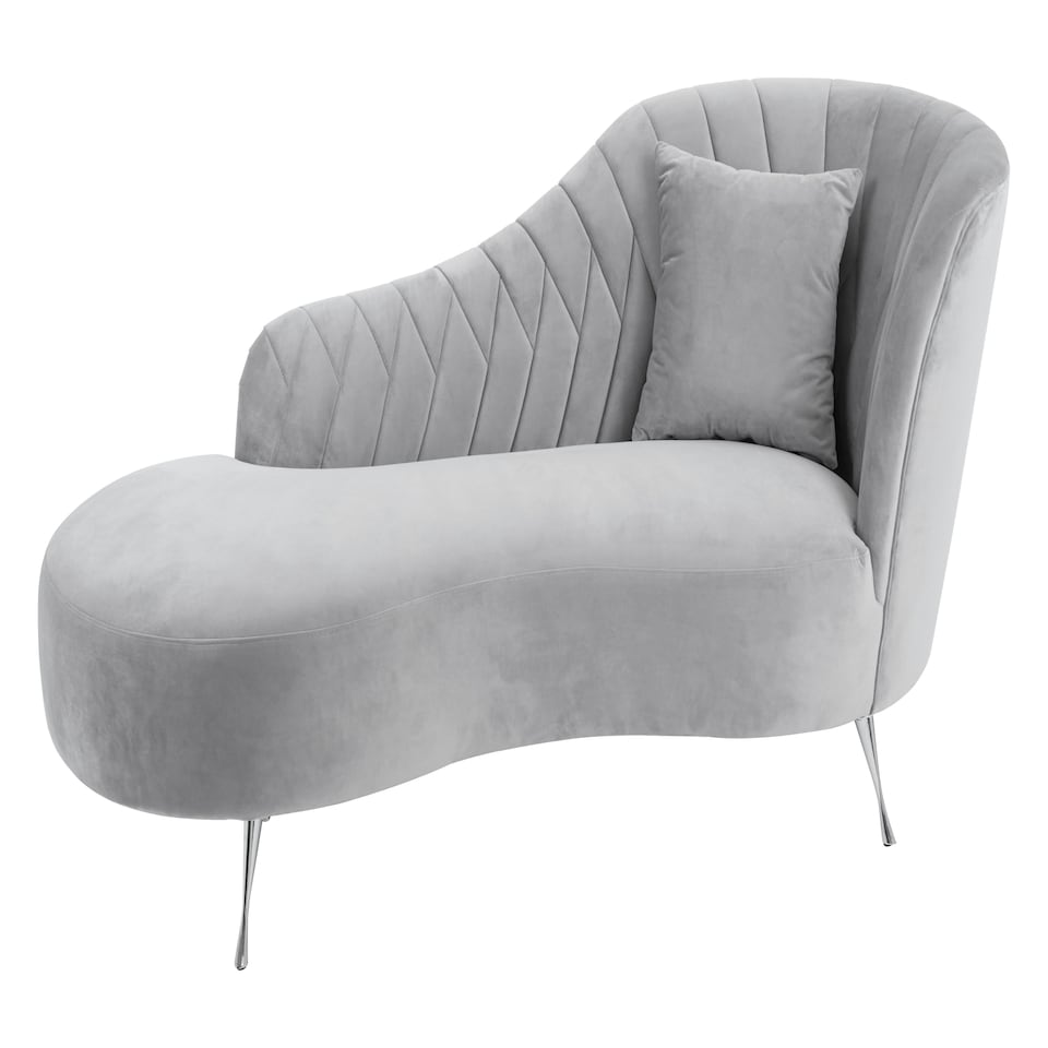 image 1 of Rene Grey Velvet Chaise Longue Grey