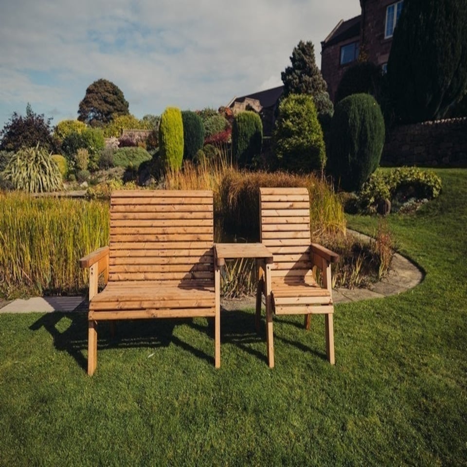 image 1 of Valley Garden Furniture Trio Set with Tray - Timber - L100 x W220 x H95 cm - Fully Assembled