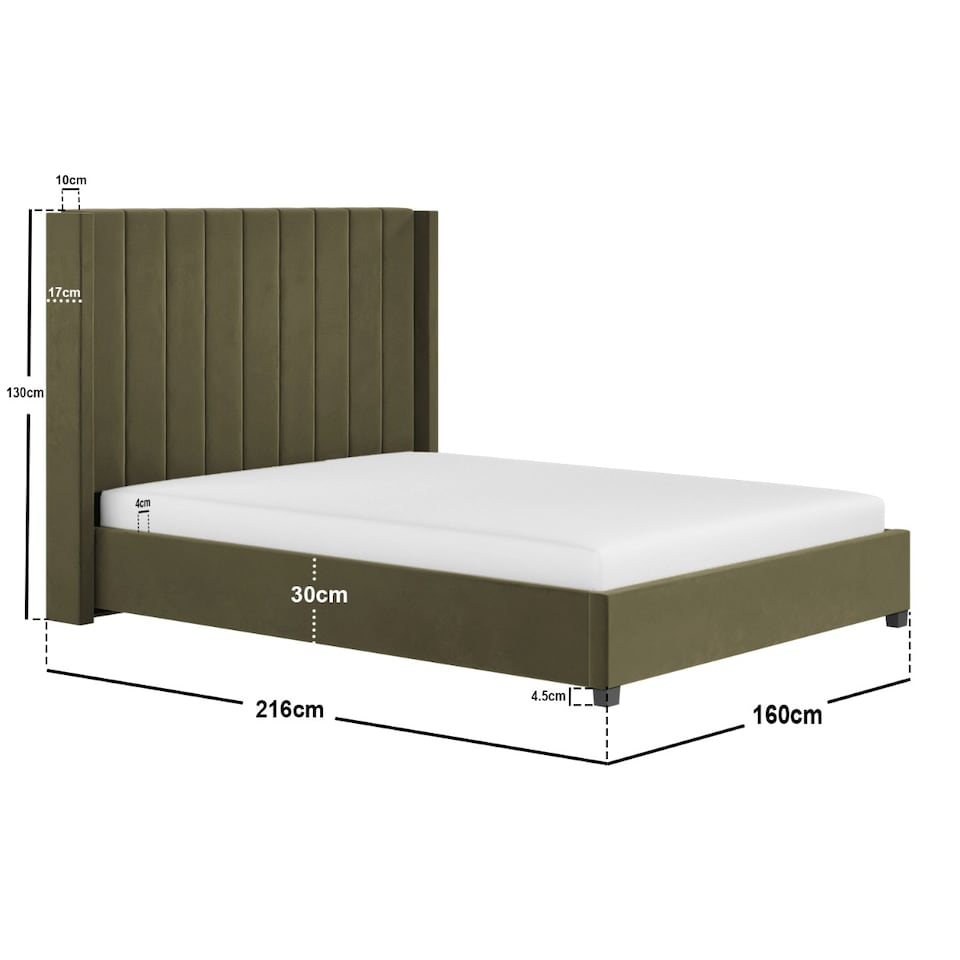 image 1 of Flair Tiggy Kingsize Ottoman Bed with Winged Headboard Khaki Velvet