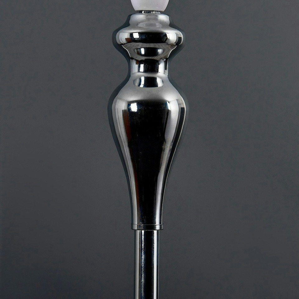 image 1 of ValueLights Faulkner Spindle Silver Floor Lamp Drum White Shade