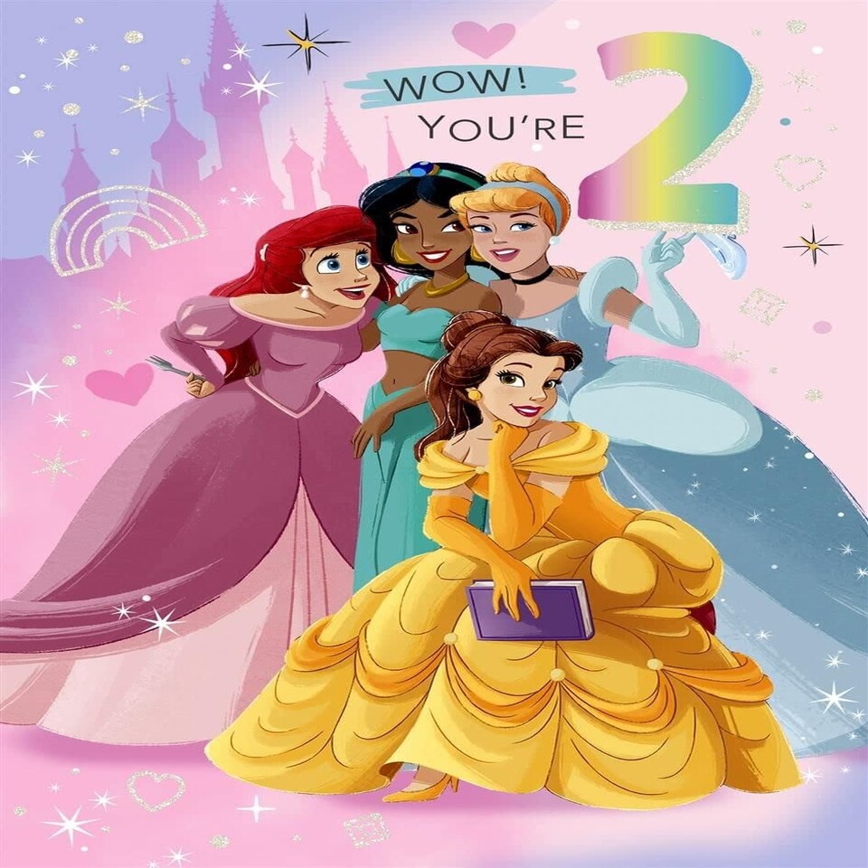 image 1 of Disney Princess 2nd Birthday Wow! Card Activity Inside