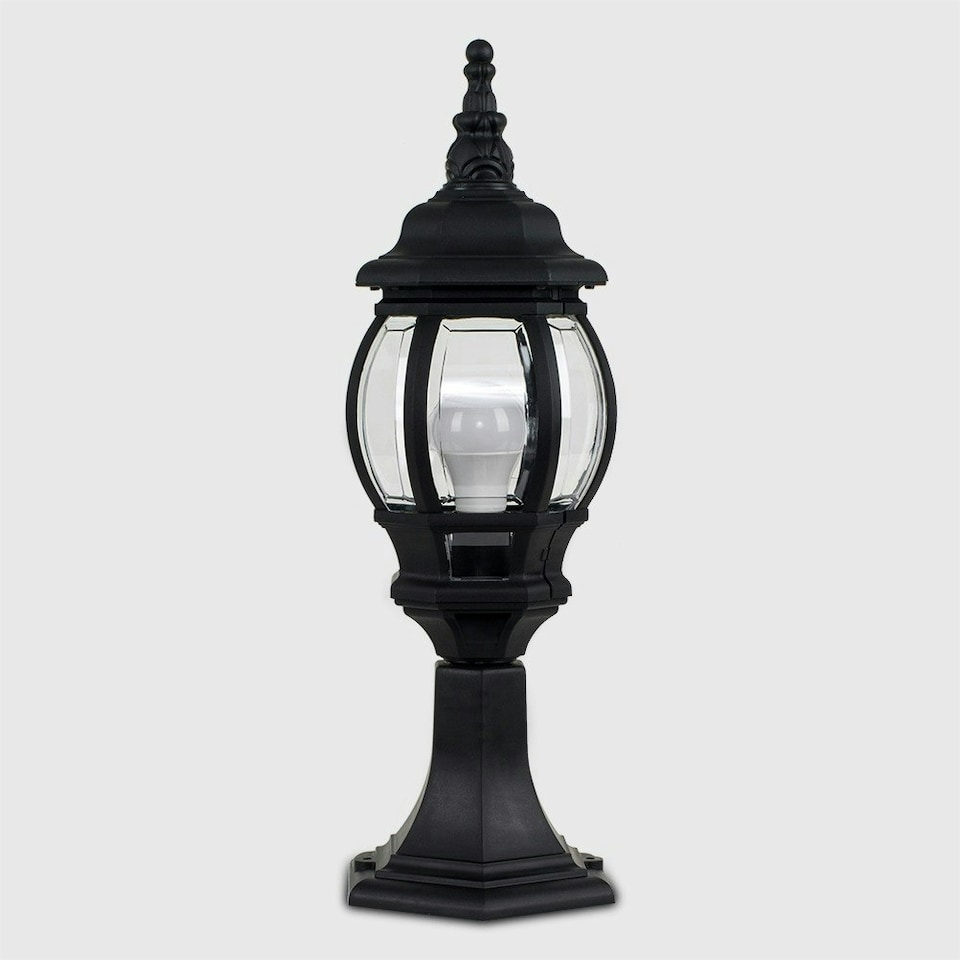 image 1 of ValueLights Modern Black IP44 Rated Outdoor Garden Lantern Style Lamp Post Pillar Light