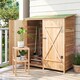 image 2 of Outsunny Small Shed, Wooden Garden Shed with Flexible Table, Hooks and Ground Nails, Lockable Tool Garden Organiser with Asphalt Roof, 140 x 75 x 157cm, Natural
