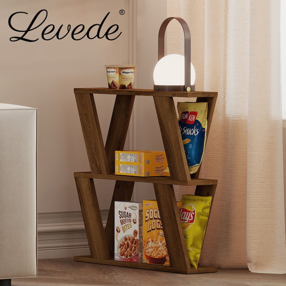 image 1 of Levede 22cm Slim Side Table Narrow Sofa End Table for Living Room Small Spaces | Brown | Brown