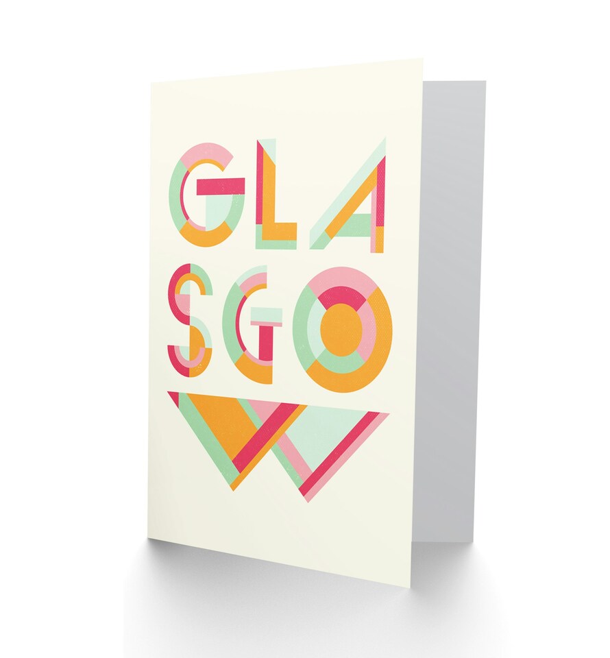image 1 of Glasgow Travel Colourful Modern Typography Art Card