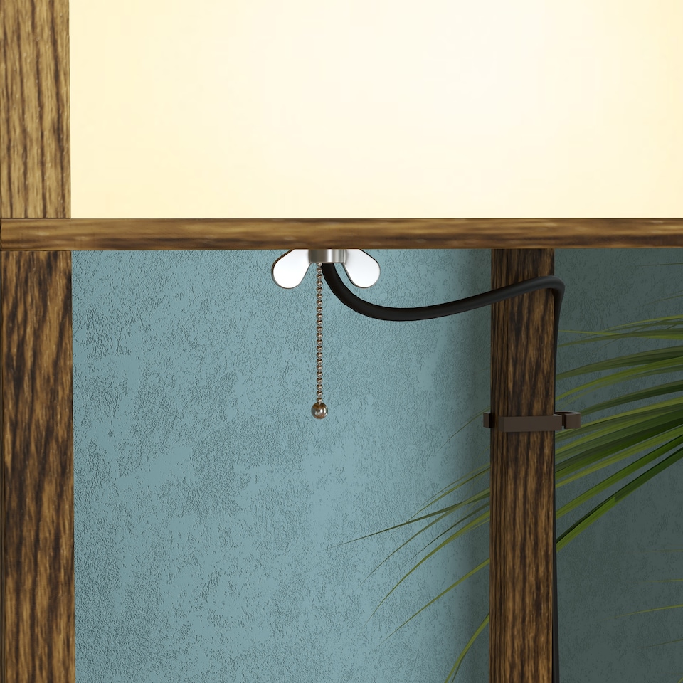 image 1 of HOMCOM Shelf Floor Lamp with Dual Light, for Living Room, Bedroom, Brown