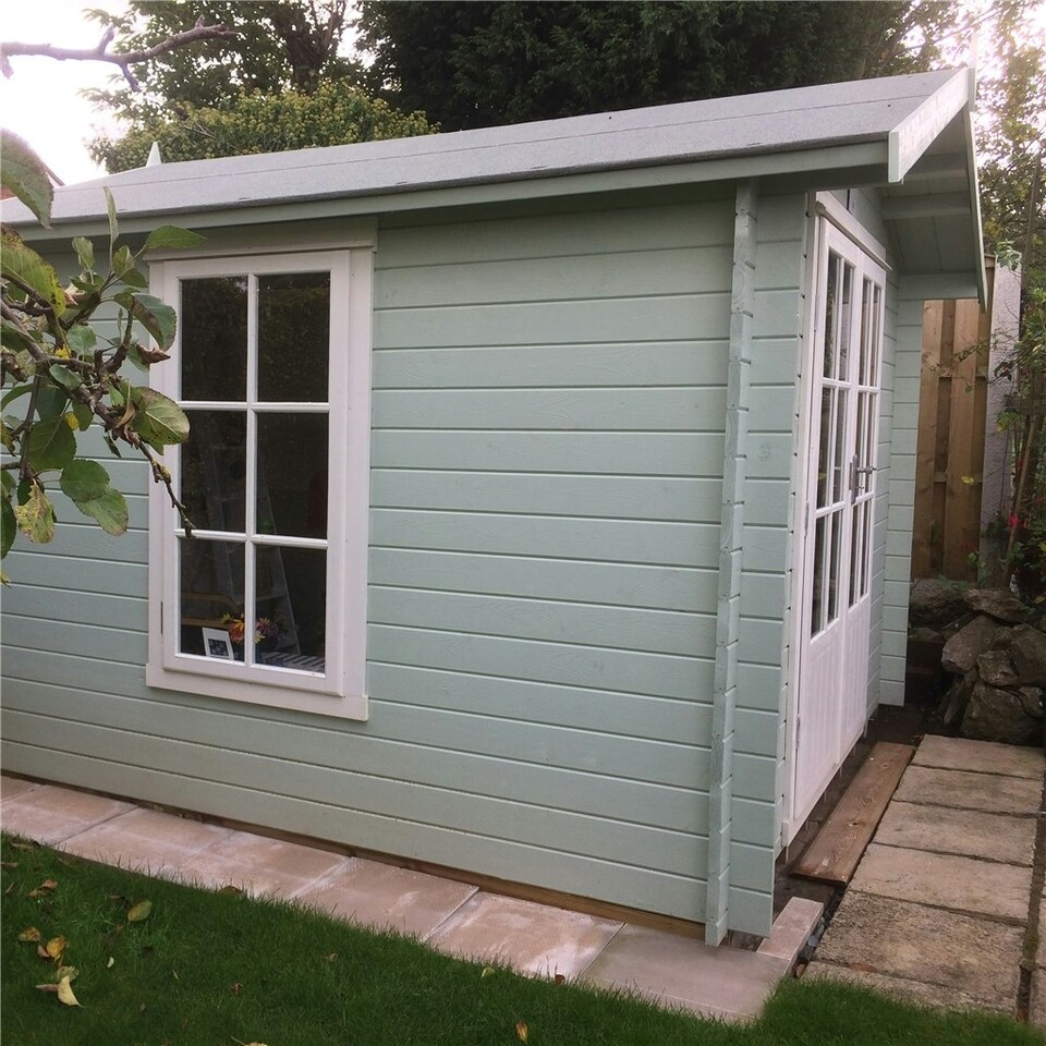 image 1 of 2.7m x 2.7m Premier Apex Log Cabin With Double Doors + Free Floor & Felt (19mm)