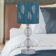 image 6 of First Choice Lighting Set of 2 Chrome Two Ball Table Lamps with Teal Fern Shades Chrome | Green