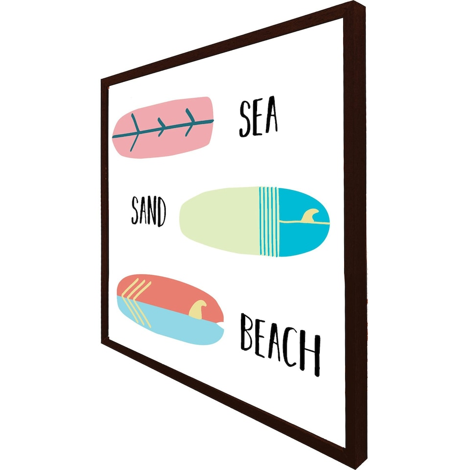 image 1 of Sea, sand, surf, beach (Picture Frame) Brown | Oak | XL