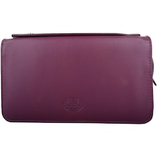 London Leathergoods Womens Large Soft Leather RFID Clutch Bag / Purse | Purple | Aubergine
