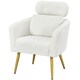 image 2 of Yaheetech Boucle Barrel Accent Chair with Adjustable Headrest and Lumbar Pillow White