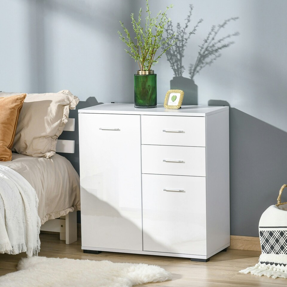 image 1 of HOMCOM Cabinet Sideboard Cupboard Buffet Solo High Gloss Front Face