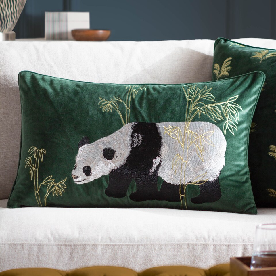 image 1 of Paoletti Chuan Tranquil Panda Velvet Cushion
